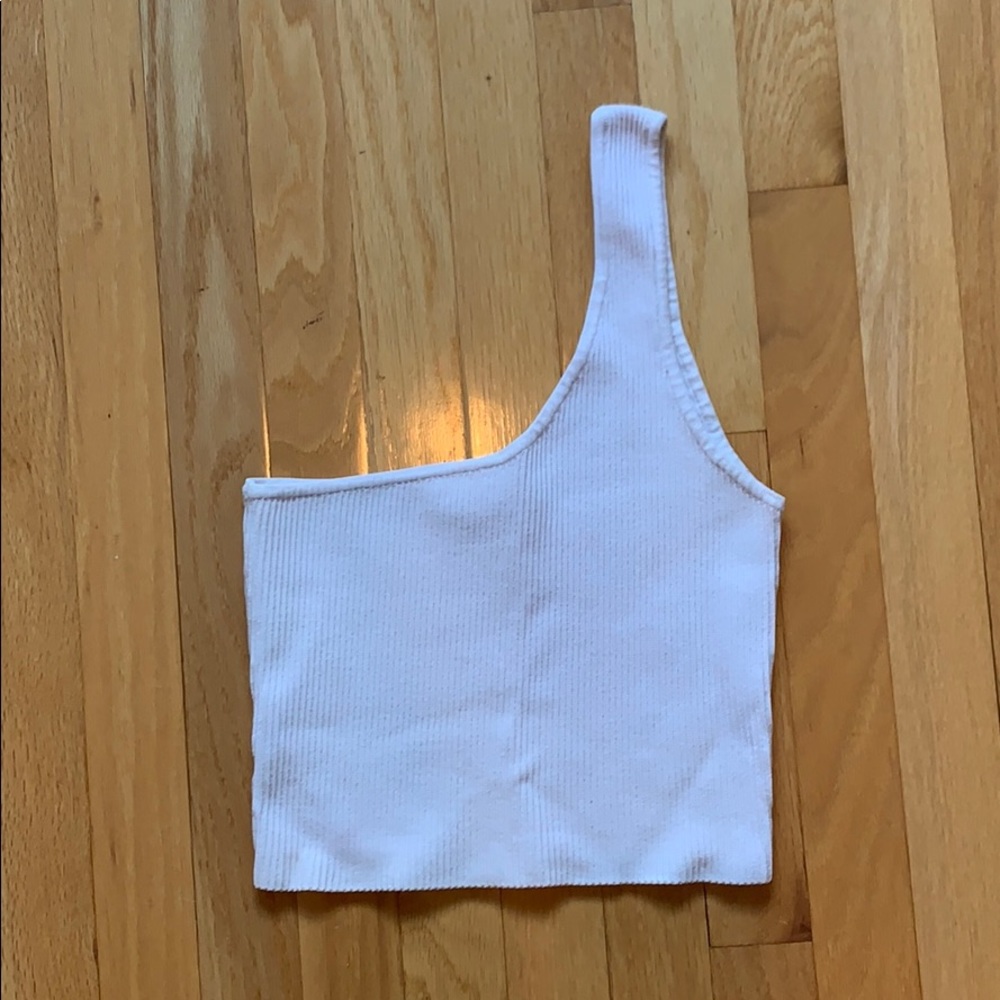 White One Shoulder Ribbed Top